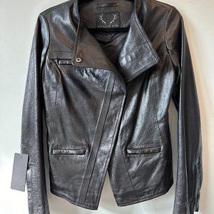 Bod & Christensen Slim Fit Black Leather Jacket